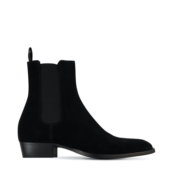 Unknown Articles Black Suede Chelsea Boot exterior side profile