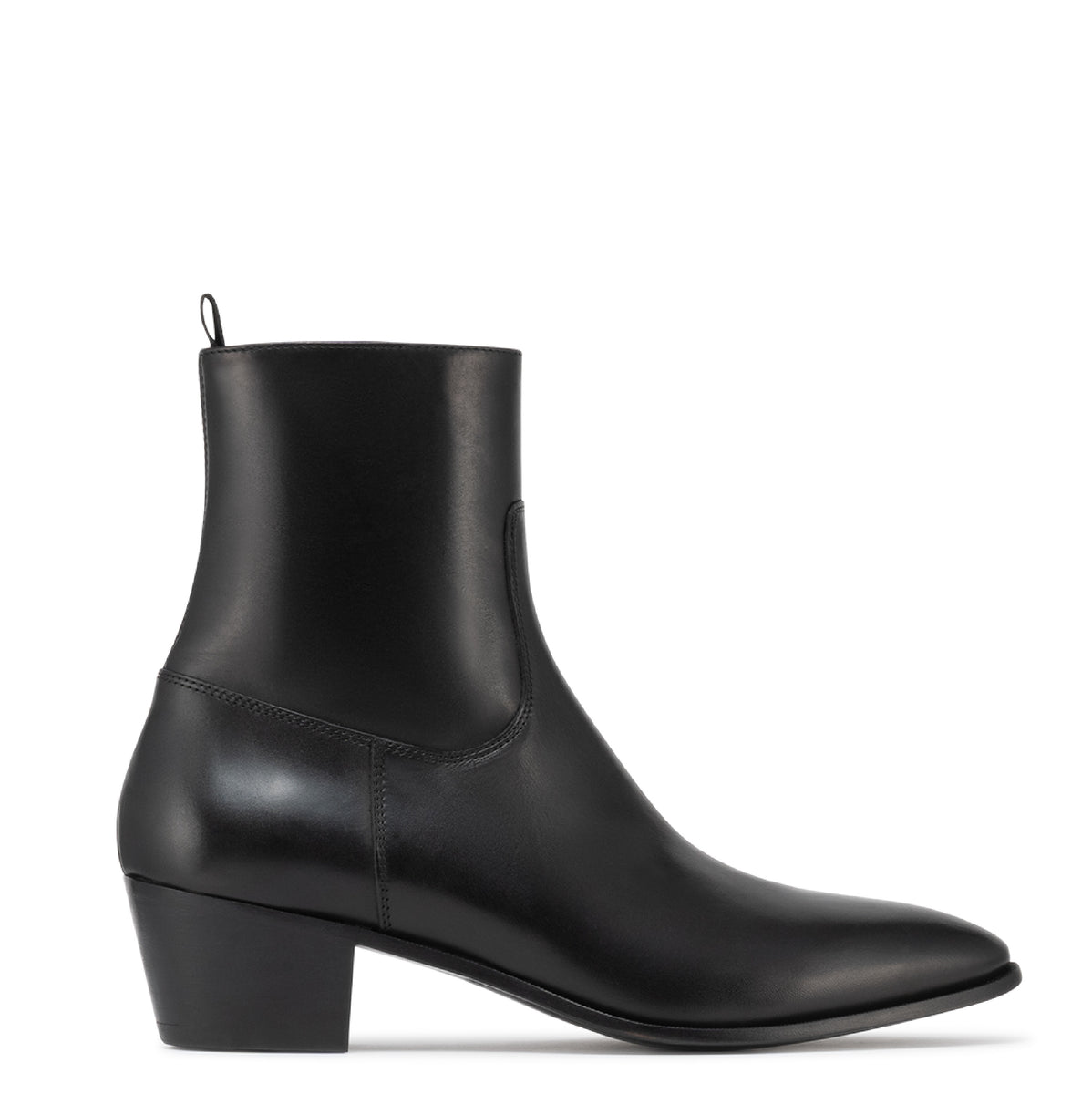 Slim Zipper Boot – Black Leather