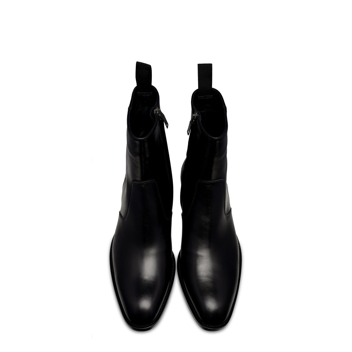 Unknown Articles Black Leather Zipper Boot top view 