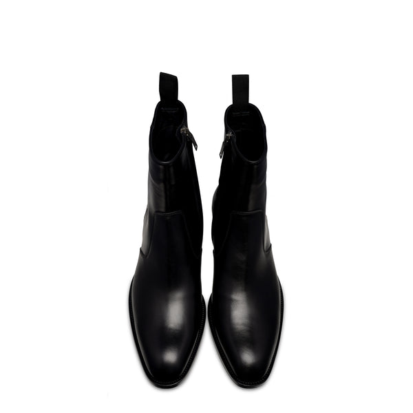 Zipper Boot – Black Leather